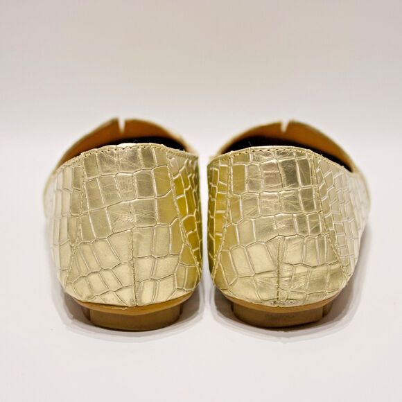 Born Sebra Crocodile Embossed Gold Leather Comfort Flats Loafers Women Size 7M - Picture 7 of 14